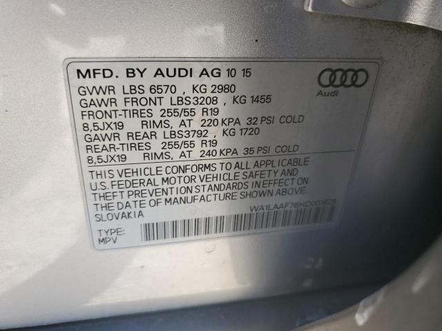 VIN WA1LAAF76HD001625 2017 Audi Q7, Premium Plus no.12