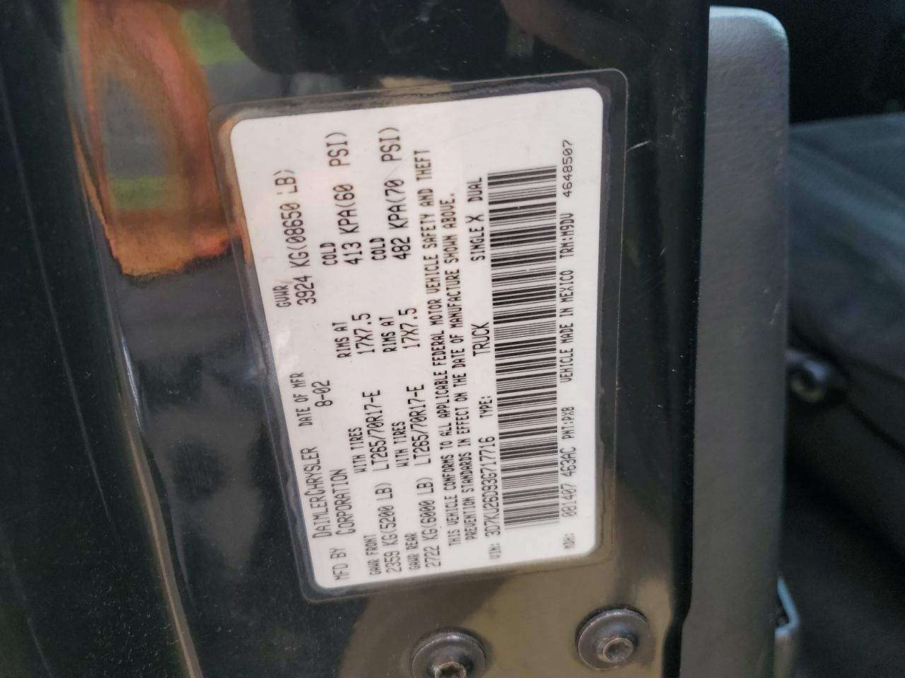 3D7KU26D93G717716 2003 Dodge Ram 2500 St