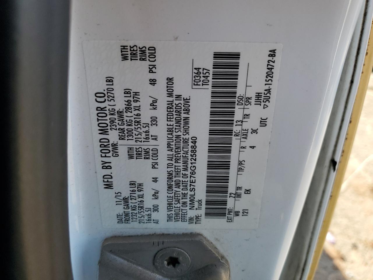 NM0LS7E76G1258840 2016 Ford Transit Connect Xl