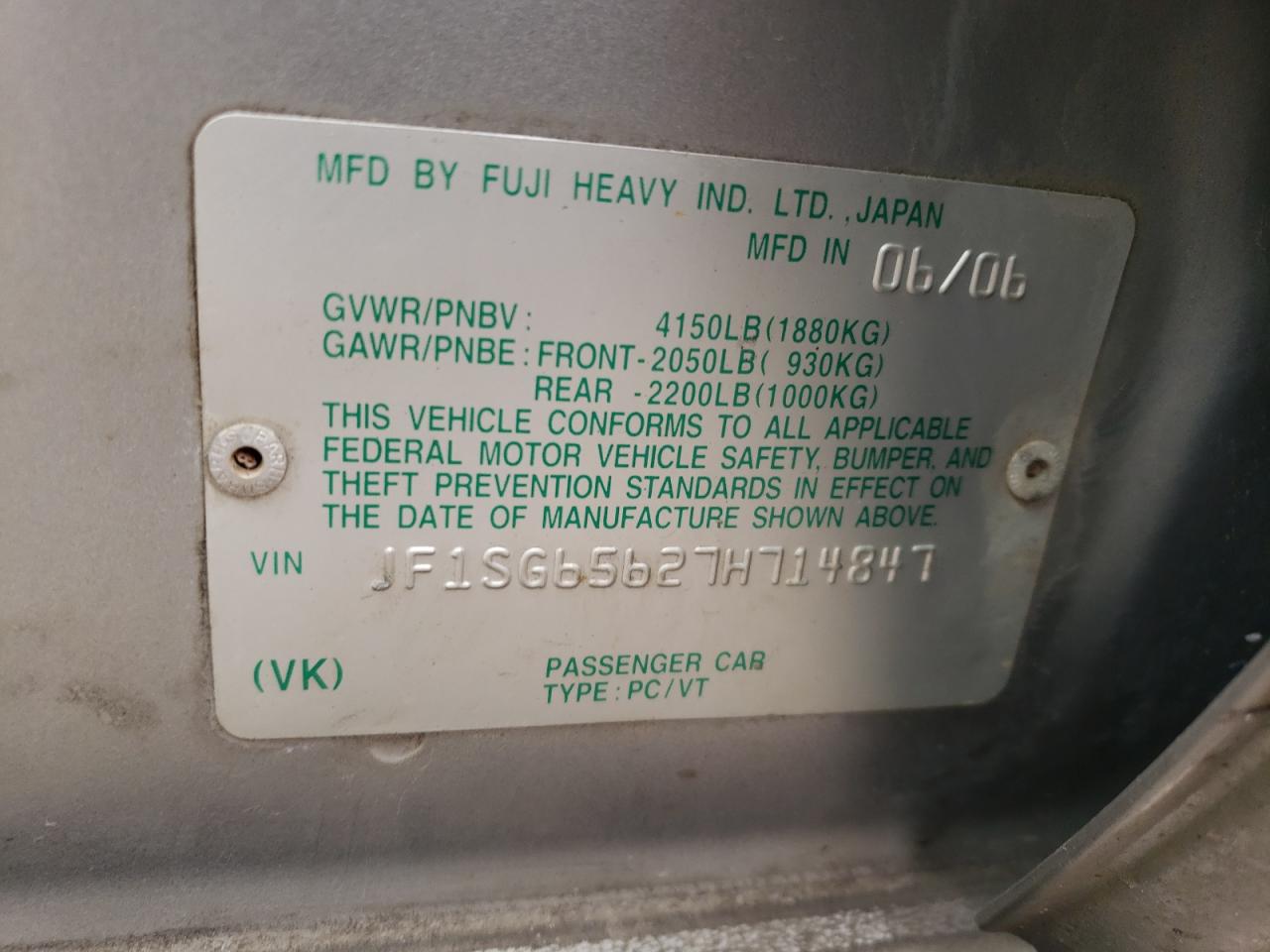 JF1SG65627H714847 2007 Subaru Forester 2.5X Premium