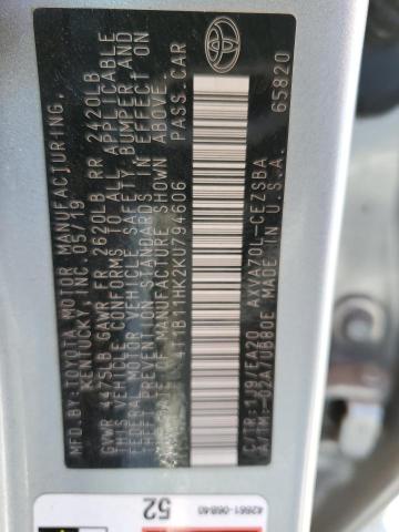 2019 Toyota Camry L VIN: 4T1B11HK2KU794606 Lot: 45575914