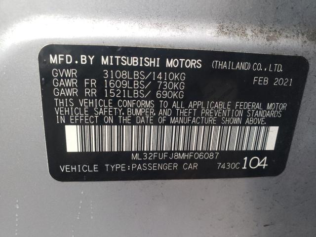VIN ML32FUFJ8MHF06087 Mitsubishi Mirage G4 2021 12