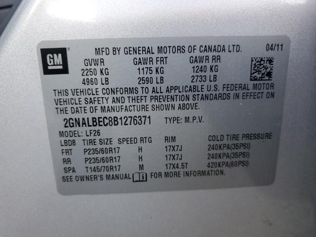 2GNALBEC8B1276371 2011 Chevrolet Equinox Ls