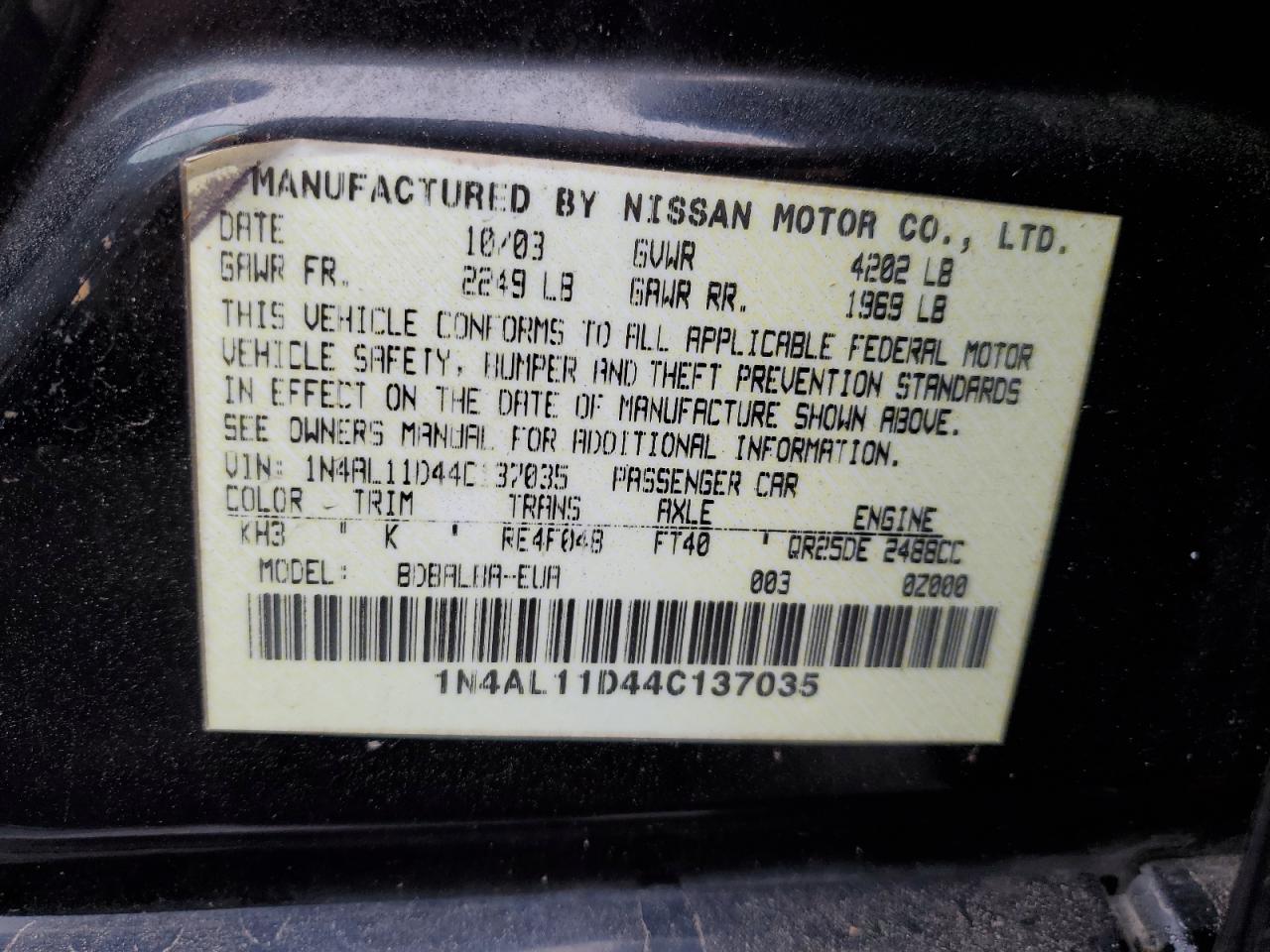 1N4AL11D44C137035 2004 Nissan Altima Base