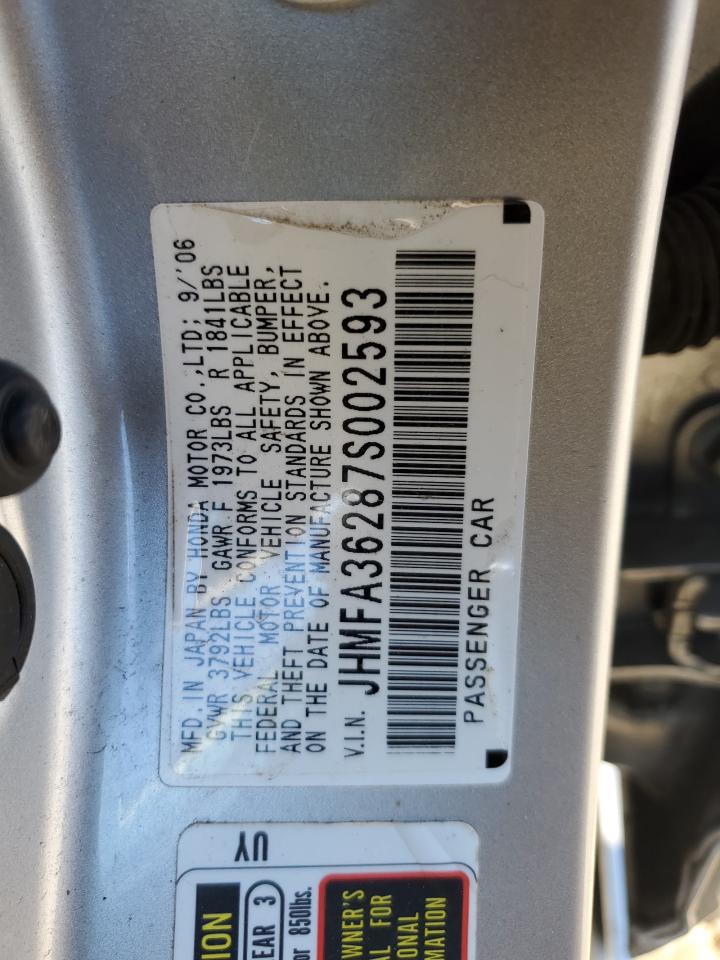 JHMFA36287S002593 2007 Honda Civic Hybrid