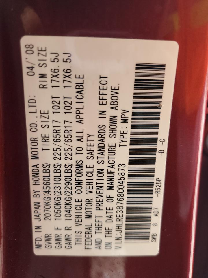 JHLRE38768C045873 2008 Honda Cr-V Exl