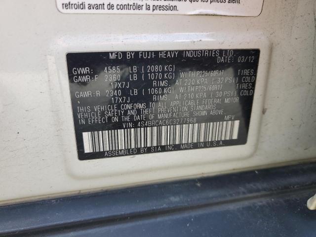 2012 Subaru Outback 2.5I VIN: 4S4BRCAC6C3277968 Lot: 48413484