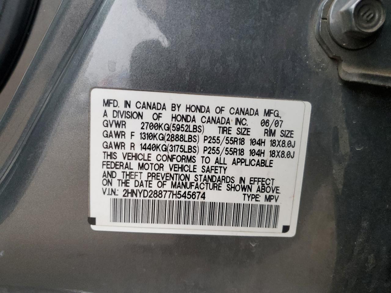 2HNYD28877H545674 2007 Acura Mdx Sport