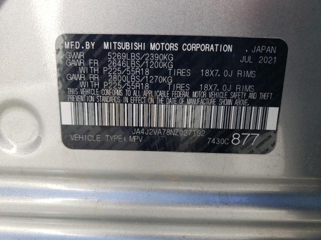 VIN JA4J2VA78NZ027192 2022 MITSUBISHI OUTLANDER no.13