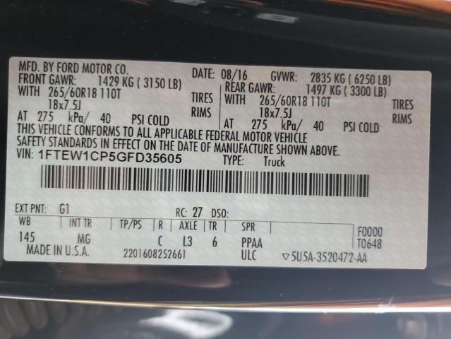 2016 FORD F150 SUPER - 1FTEW1CP5GFD35605