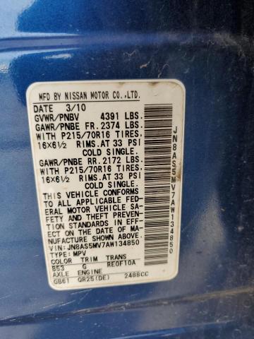 2010 Nissan Rogue S VIN: JN8AS5MV7AW134850 Lot: 48353664