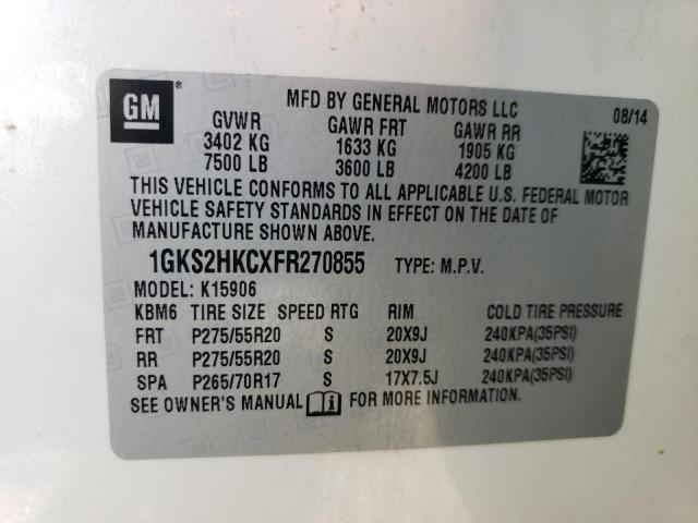 2015 GMC YUKON XL K 1GKS2HKCXFR270855