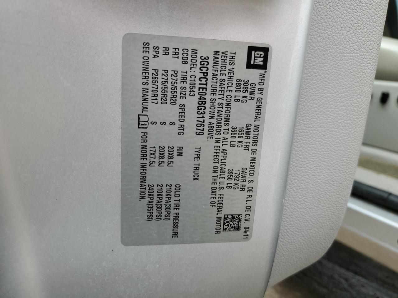 3GCPCTE04BG317679 2011 Chevrolet Silverado C1500 Ltz