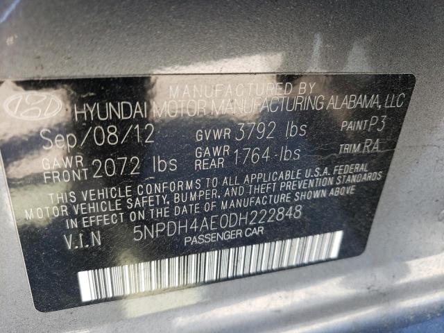 2013 Hyundai Elantra Gls VIN: 5NPDH4AE0DH222848 Lot: 48995064
