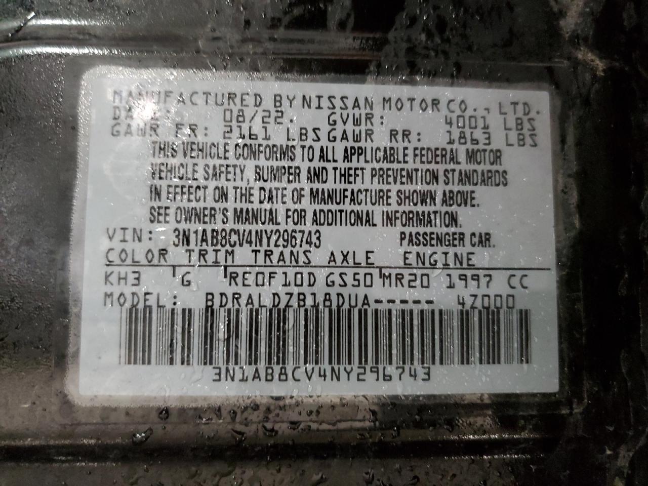 3N1AB8CV4NY296743 2022 Nissan Sentra Sv