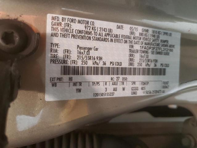 2015 Ford Focus Se VIN: 1FADP3F27FL312160 Lot: 46695224