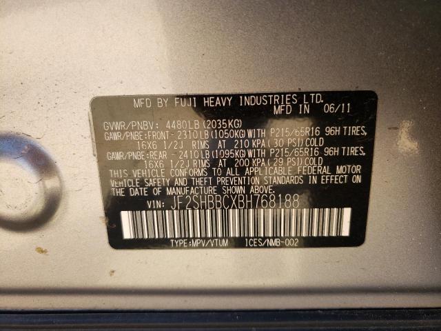 2011 Subaru Forester 2.5X VIN: JF2SHBBCXBH768188 Lot: 51774374