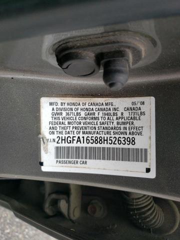 2008 Honda Civic Lx VIN: 2HGFA16588H526398 Lot: 48091174