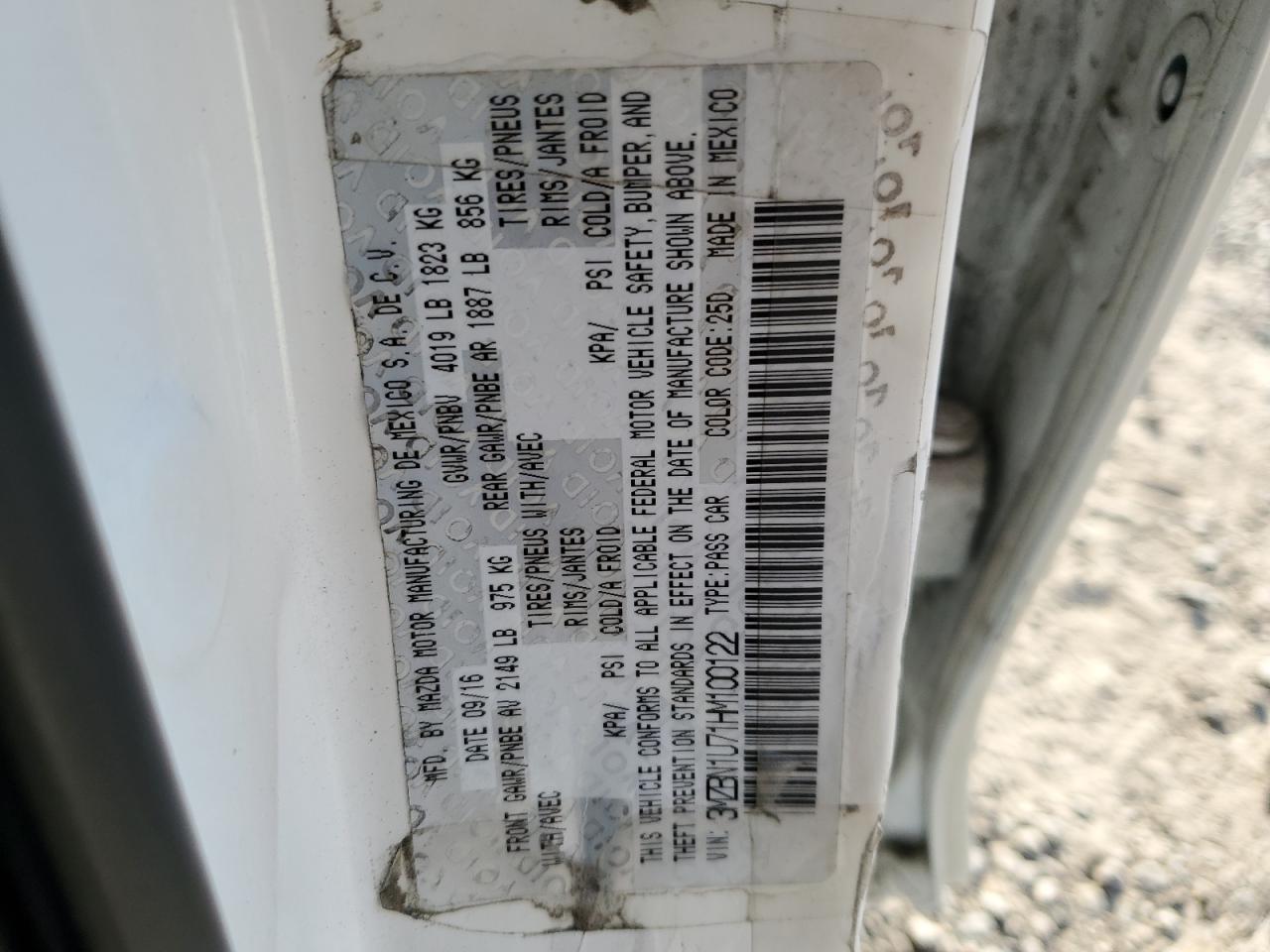 3MZBN1U71HM100122 2017 Mazda 3 Sport