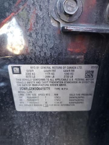 2013 Chevrolet Equinox Ltz VIN: 2GNFLGEK9D6419778 Lot: 46998414