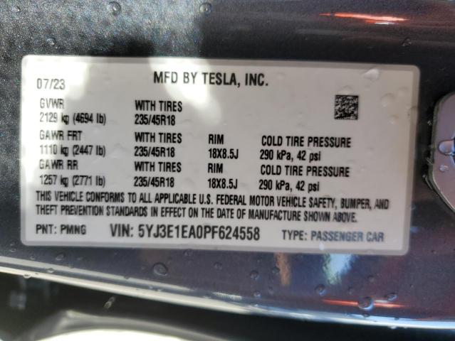 2023 TESLA MODEL 3 5YJ3E1EA0PF624558