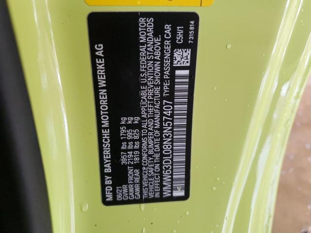 2022 MINI COOPER JOH WMW63DL08N3N57407