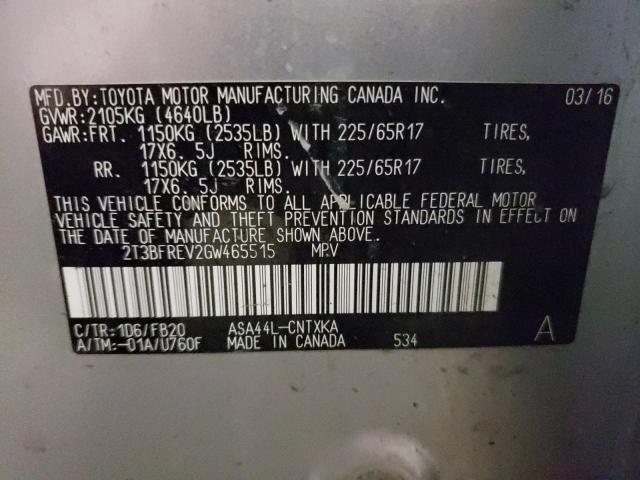 2016 TOYOTA RAV4 LE - 2T3BFREV2GW465515