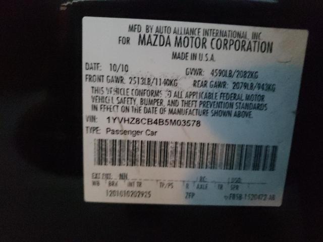 1YVHZ8CB4B5M03578 2011 Mazda 6 S