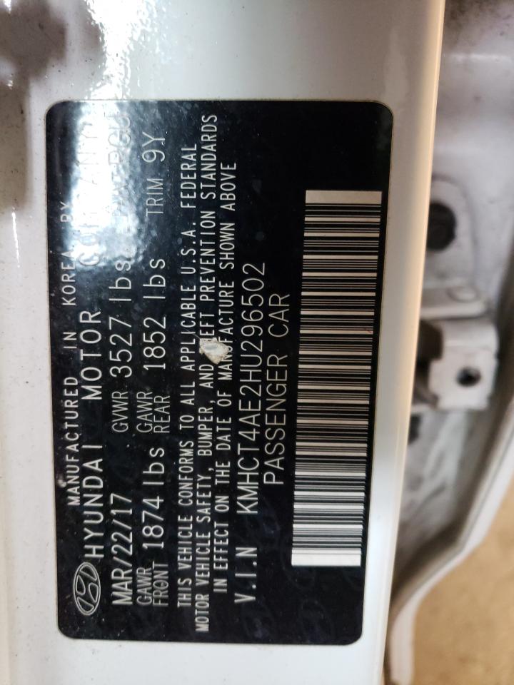 KMHCT4AE2HU296502 2017 Hyundai Accent Se