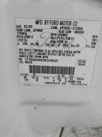 2005 Ford F150 VIN: 1FTRX04W05KD49625 Lot: 48437064