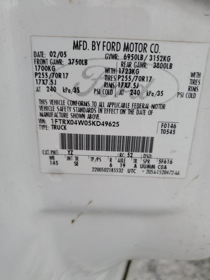 1FTRX04W05KD49625 2005 Ford F150