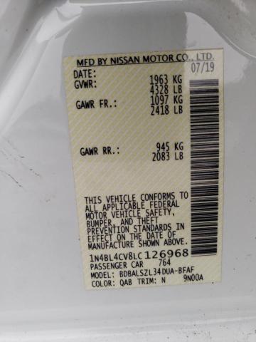 2020 Nissan Altima Sr VIN: 1N4BL4CV8LC126968 Lot: 45848874