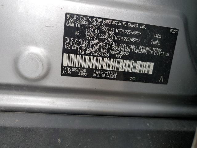 2022 Toyota Rav4 Le VIN: 2T3F1RFV1NC274309 Lot: 45746584