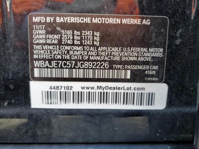 2018 BMW 540 Xi VIN: WBAJE7C57JG892226 Lot: 46945204