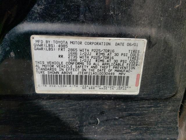 2001 Toyota Highlander VIN: JTEHF21A510030449 Lot: 46656494