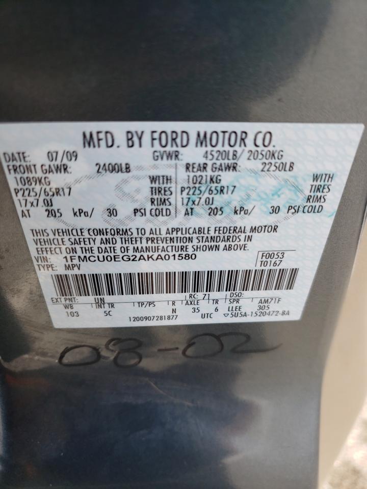 1FMCU0EG2AKA01580 2010 Ford Escape Limited