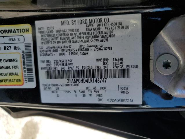 VIN 3FA6P0HD4LR146747 2020 Ford Fusion, SE no.12