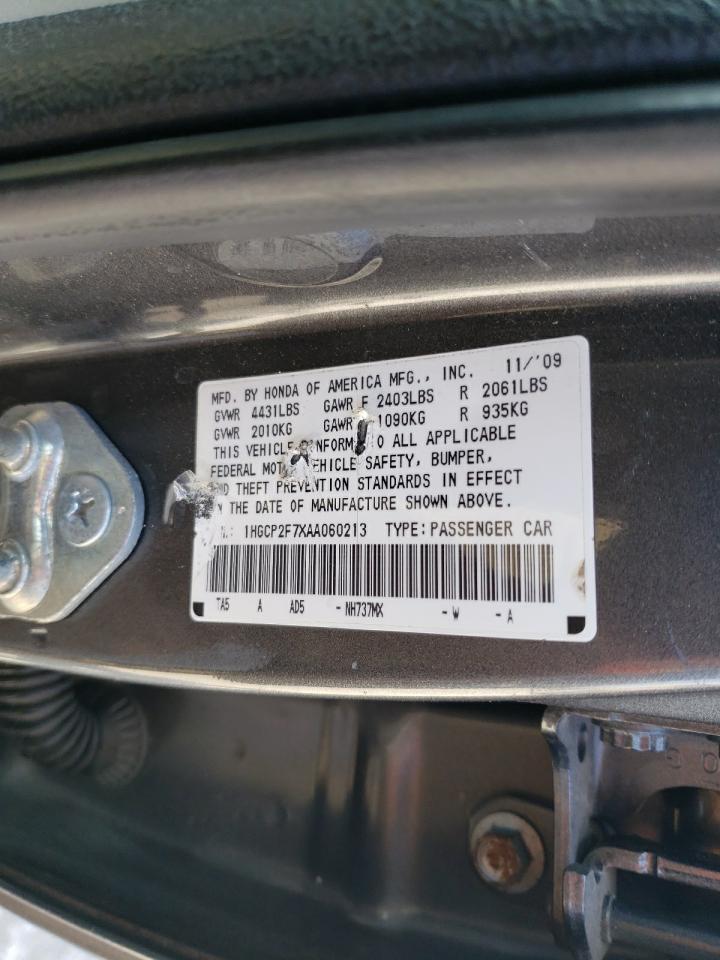 1HGCP2F7XAA060213 2010 Honda Accord Ex