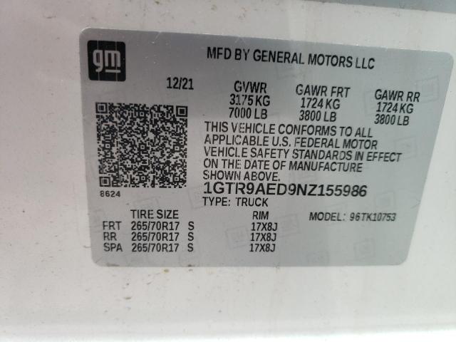 2022 GMC Sierra Limited K1500 VIN: 1GTR9AED9NZ155986 Lot: 48194554