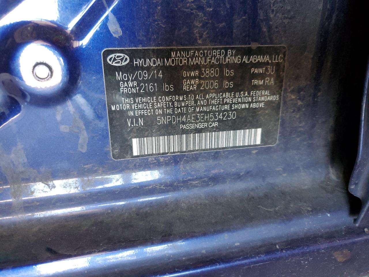 5NPDH4AE3EH534230 2014 Hyundai Elantra Se