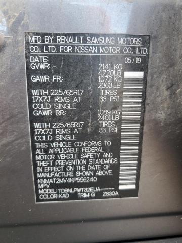 2019 Nissan Rogue S VIN: KNMAT2MV4KP556240 Lot: 46617714