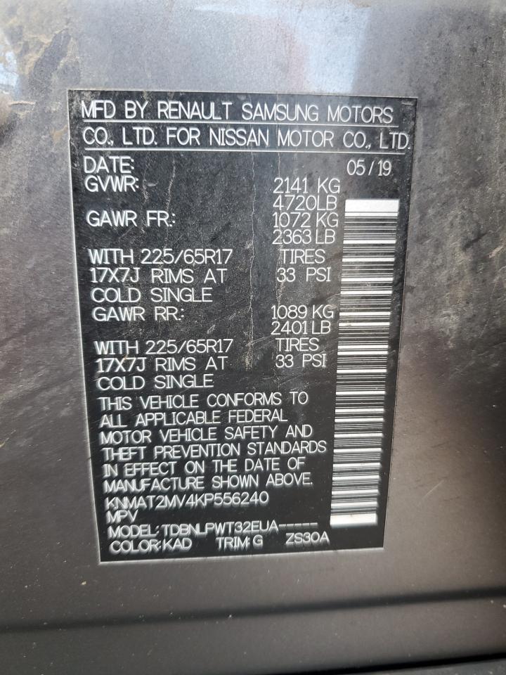 KNMAT2MV4KP556240 2019 Nissan Rogue S