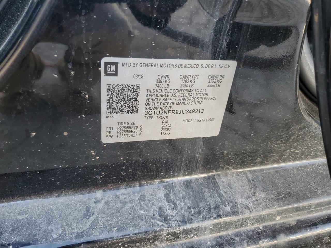 3GTU2NER9JG348313 2018 GMC Sierra K1500 Slt
