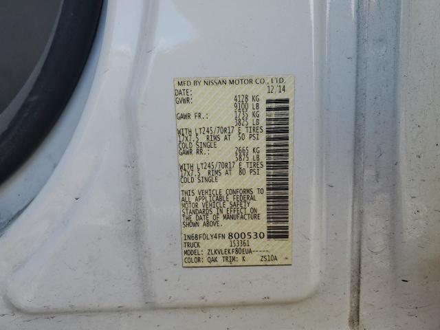 2015 NISSAN NV 2500 1N6BF0LY4FN800530
