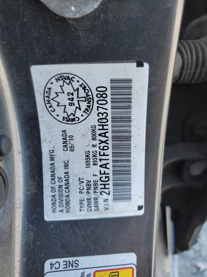 2HGFA1F6XAH037080 2010 Honda Civic Lx-S