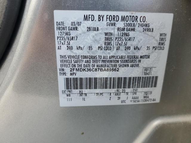 2007 Ford Edge Se VIN: 2FMDK36C87BA89562 Lot: 49812594