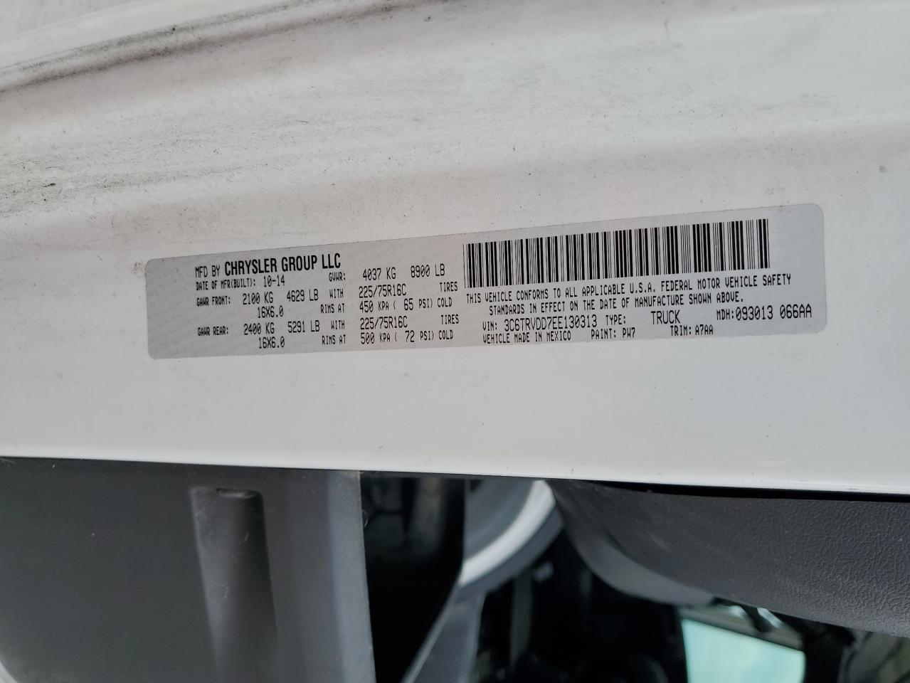 3C6TRVDD7EE130313 2014 Ram Promaster 2500 2500 High