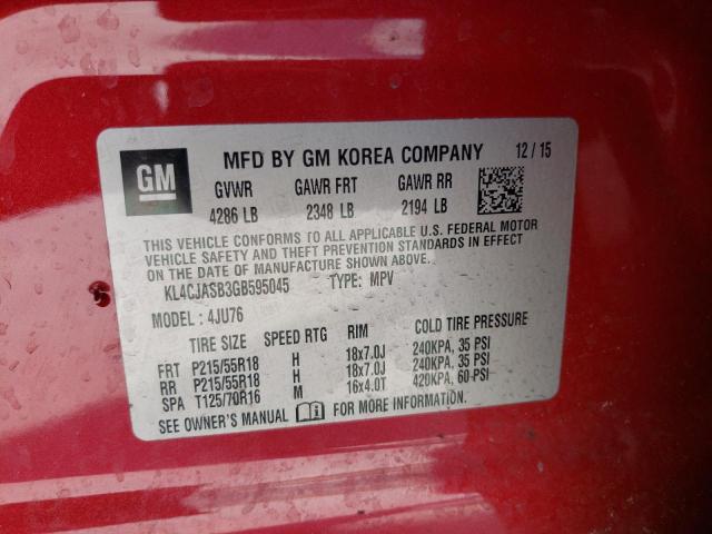 2016 Buick Encore VIN: KL4CJASB3GB595045 Lot: 47027814