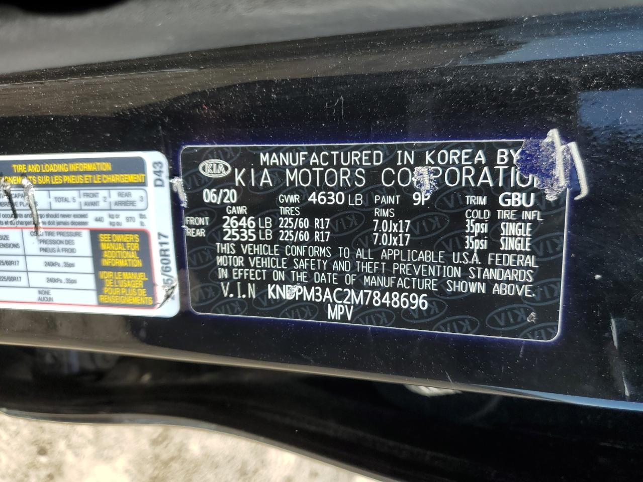 KNDPM3AC2M7848696 2021 Kia Sportage Lx