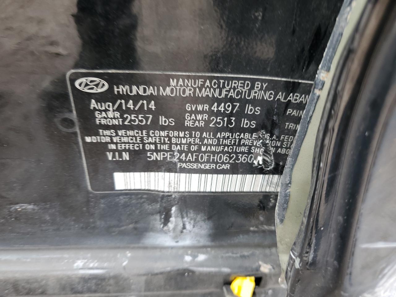 5NPE24AF0FH062360 2015 Hyundai Sonata Se